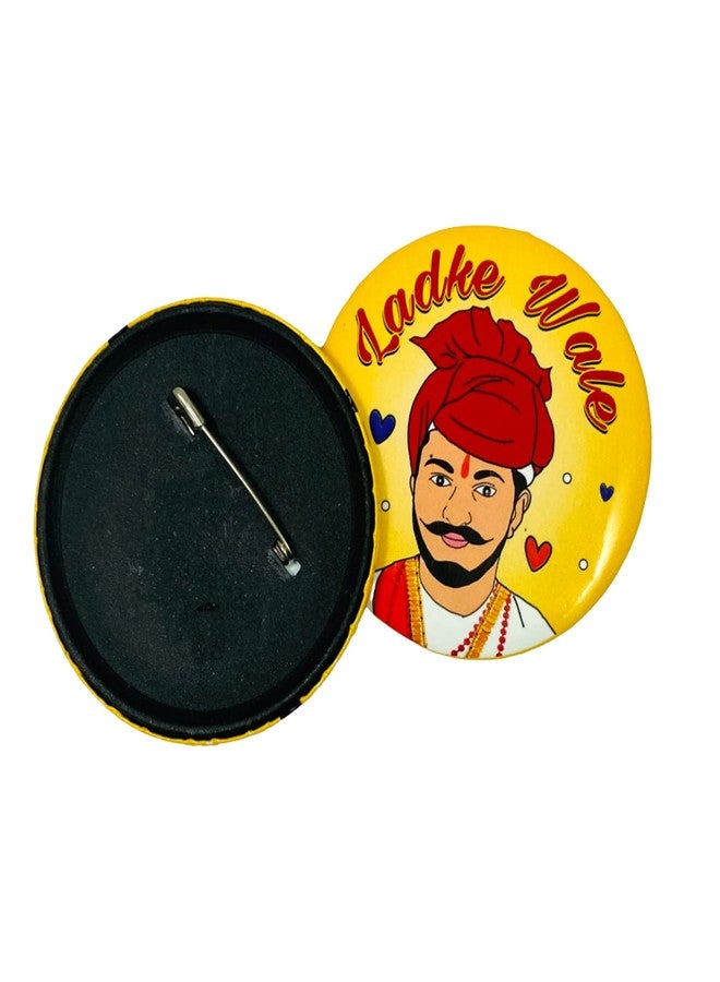Evisha Set of 10 Ladkewale |Team Groom Wedding Badges Badges for Shadi Bachelor Party Reception Party and Events, Pin Button Badges Size 58mm - Image 2